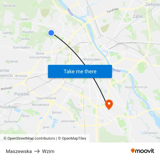 Maszewska to Wzim map