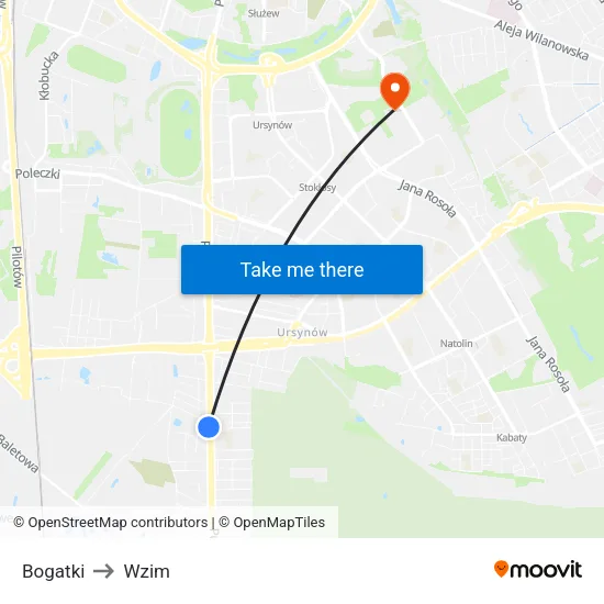 Bogatki to Wzim map