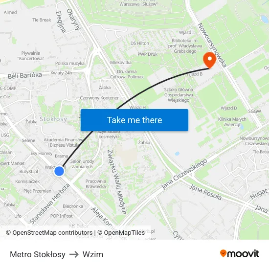 Metro Stokłosy to Wzim map