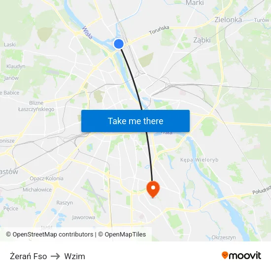 Żerań Fso to Wzim map