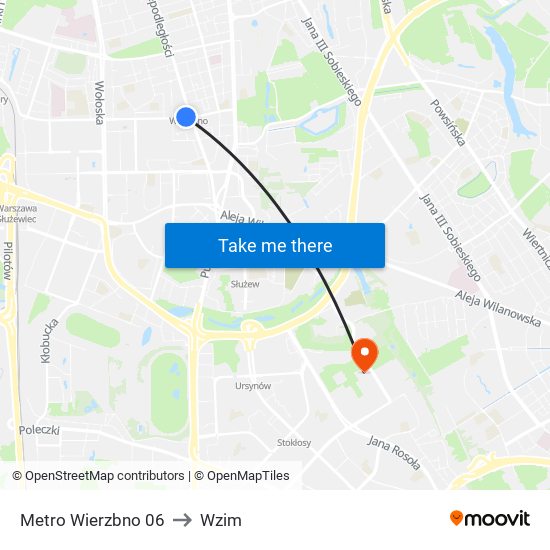 Metro Wierzbno 06 to Wzim map