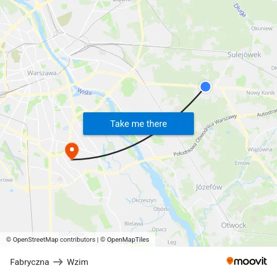 Fabryczna to Wzim map