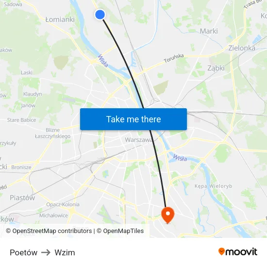 Poetów to Wzim map