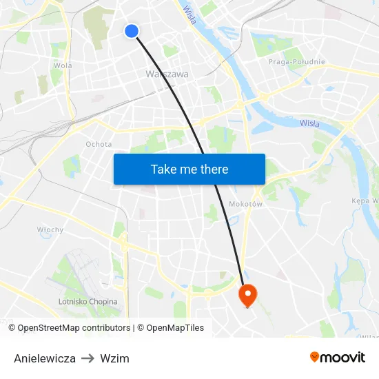 Anielewicza to Wzim map
