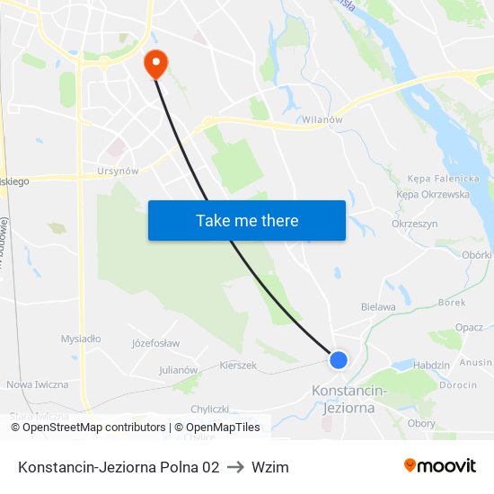 Konstancin-Jeziorna Polna 02 to Wzim map