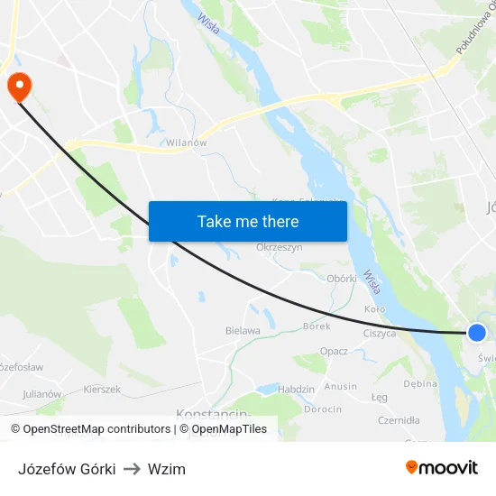 Józefów Górki to Wzim map