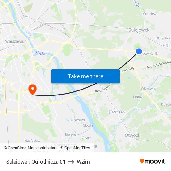 Sulejówek Ogrodnicza 01 to Wzim map