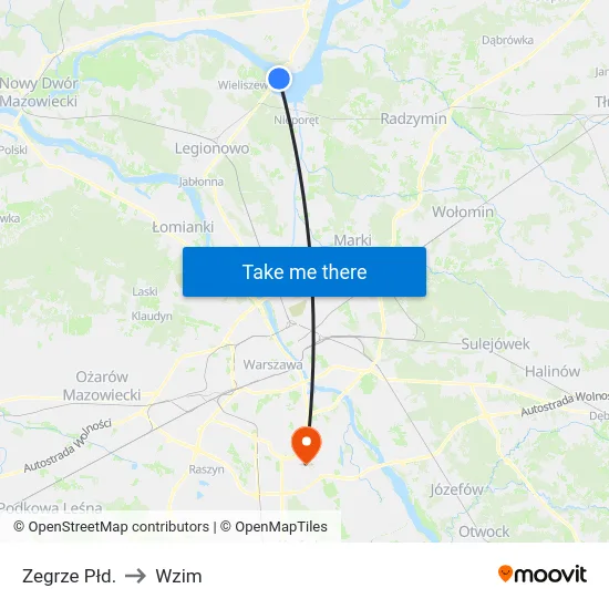 Zegrze Płd. to Wzim map