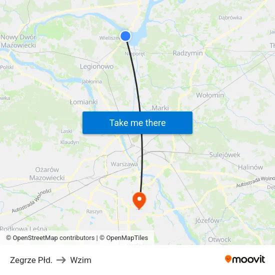 Zegrze Płd. to Wzim map