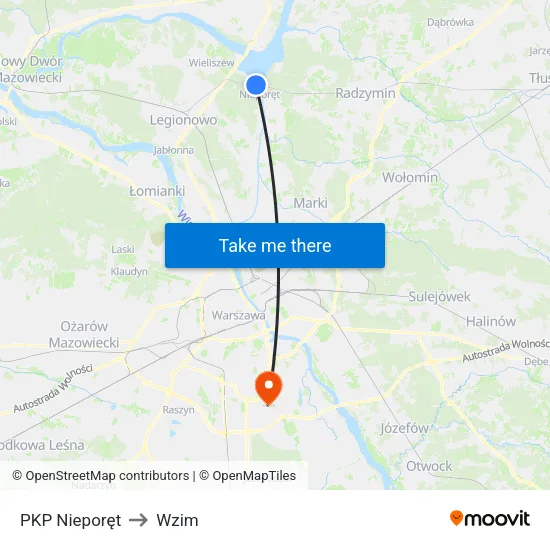 PKP Nieporęt to Wzim map