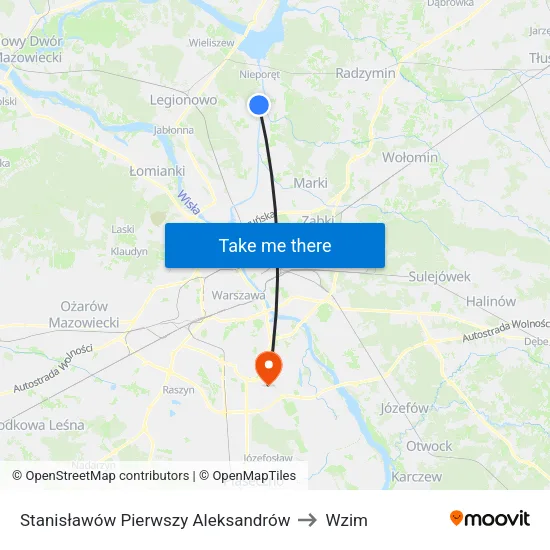 Stanisławów Pierwszy Aleksandrów to Wzim map