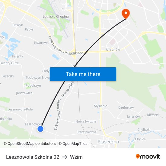 Lesznowola Szkolna 02 to Wzim map