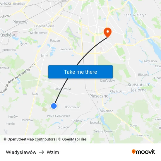 Władysławów to Wzim map