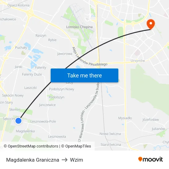 Magdalenka Graniczna to Wzim map