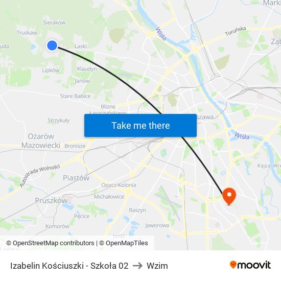 Izabelin Kościuszki-Szkoła to Wzim map