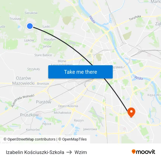 Izabelin Kościuszki - Szkoła to Wzim map