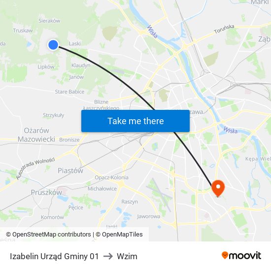 Izabelin Urząd Gminy 01 to Wzim map