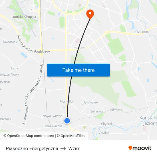 Piaseczno Energetyczna to Wzim map