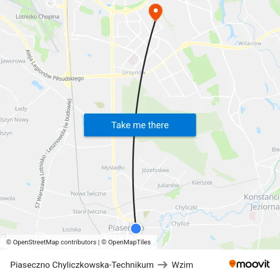 Piaseczno Chyliczkowska - Technikum to Wzim map