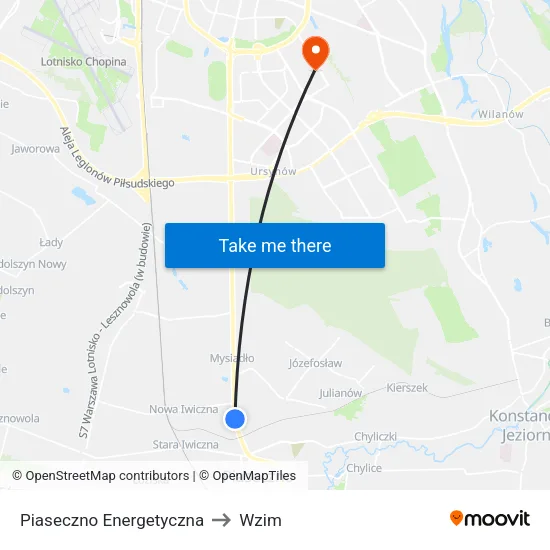 Piaseczno Energetyczna to Wzim map
