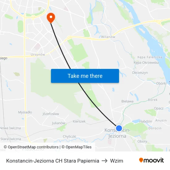 Konstancin-Jeziorna CH Stara Papiernia to Wzim map