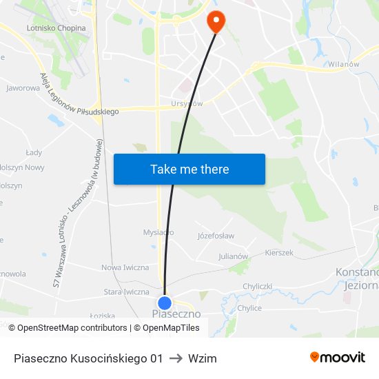 Piaseczno Kusocińskiego 01 to Wzim map