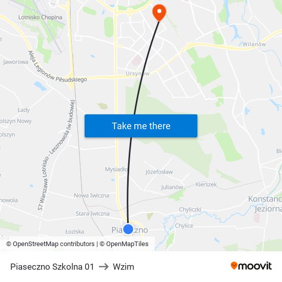 Piaseczno Szkolna 01 to Wzim map