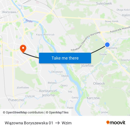 Wiązowna Boryszewska 01 to Wzim map