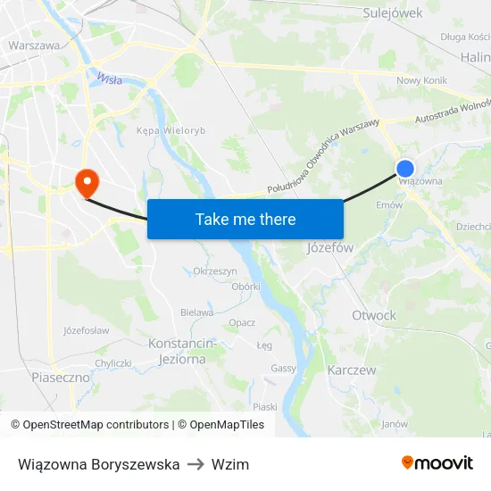 Wiązowna Boryszewska to Wzim map