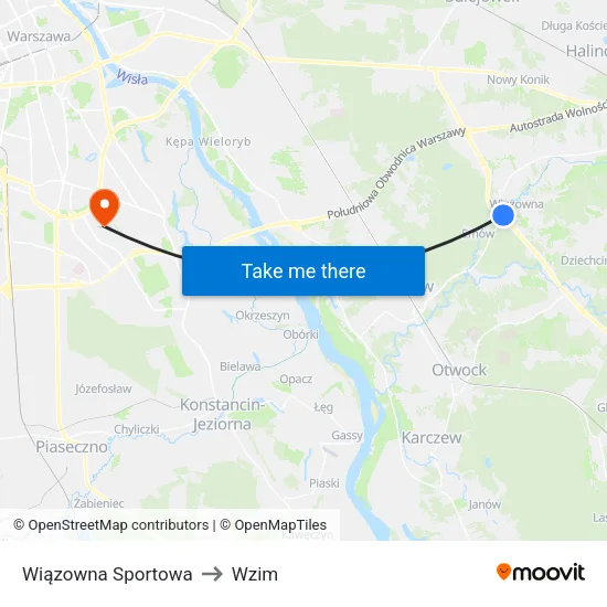 Wiązowna Sportowa to Wzim map