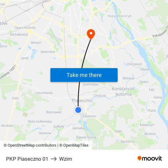 PKP Piaseczno 01 to Wzim map