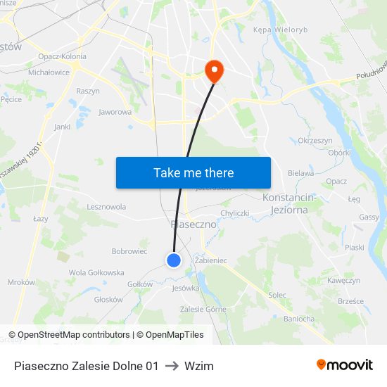 Piaseczno Zalesie Dolne 01 to Wzim map