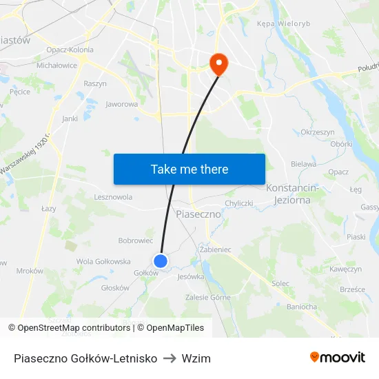 Piaseczno Gołków - Letnisko to Wzim map