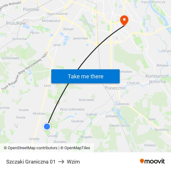 Szczaki Graniczna 01 to Wzim map