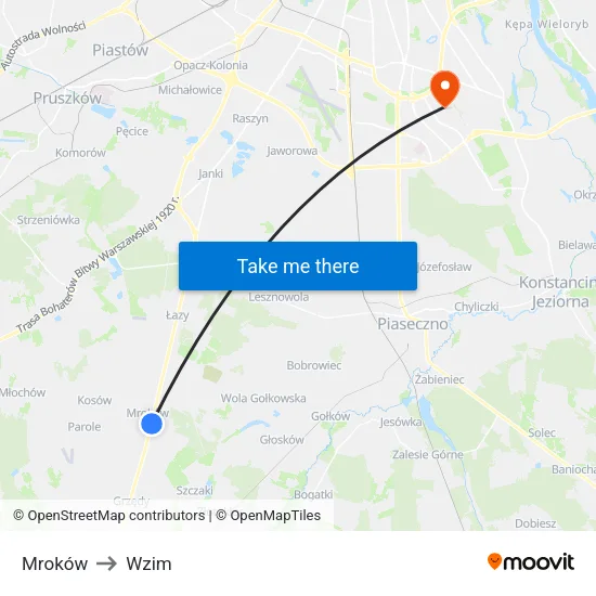 Mroków to Wzim map