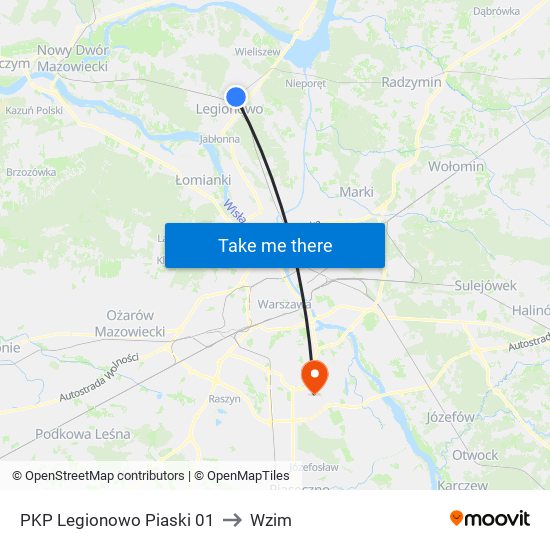 PKP Legionowo Piaski 01 to Wzim map