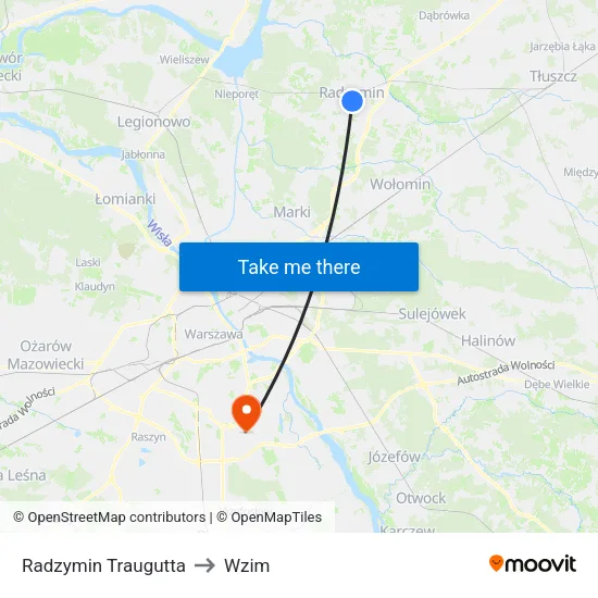 Radzymin Traugutta to Wzim map