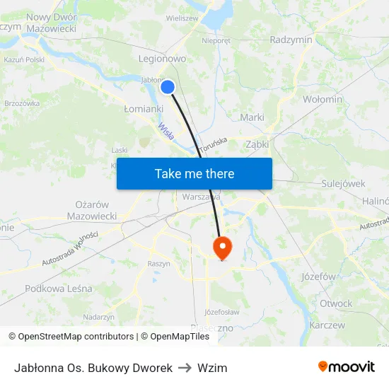 Jabłonna Os. Bukowy Dworek to Wzim map