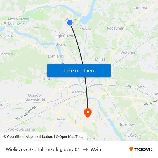 Wieliszew Szpital Onkologiczny 01 to Wzim map