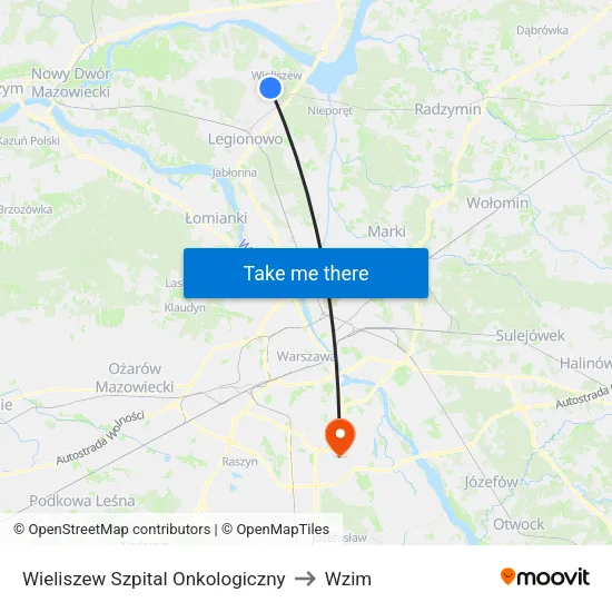 Wieliszew Szpital Onkologiczny to Wzim map