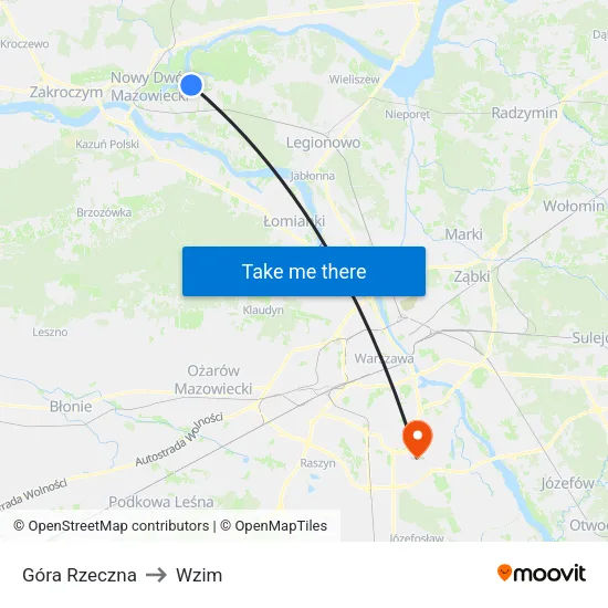 Góra Rzeczna to Wzim map