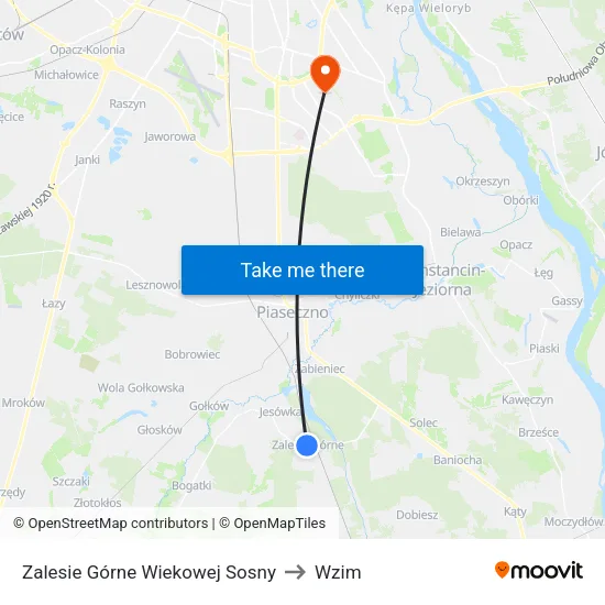 Zalesie Górne Wiekowej Sosny to Wzim map