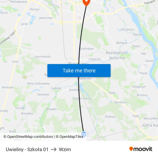 Uwieliny - Szkoła 01 to Wzim map