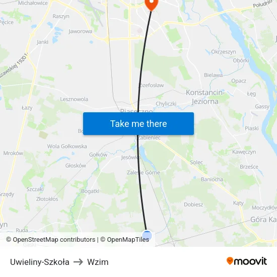 Uwieliny - Szkoła to Wzim map