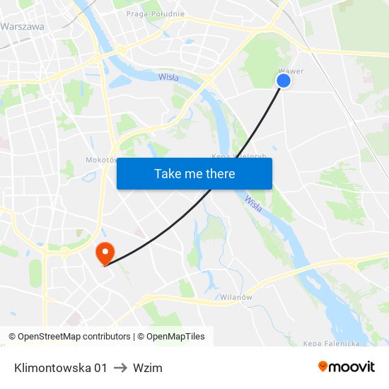 Klimontowska 01 to Wzim map