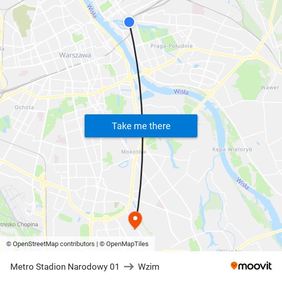 Metro Stadion Narodowy 01 to Wzim map