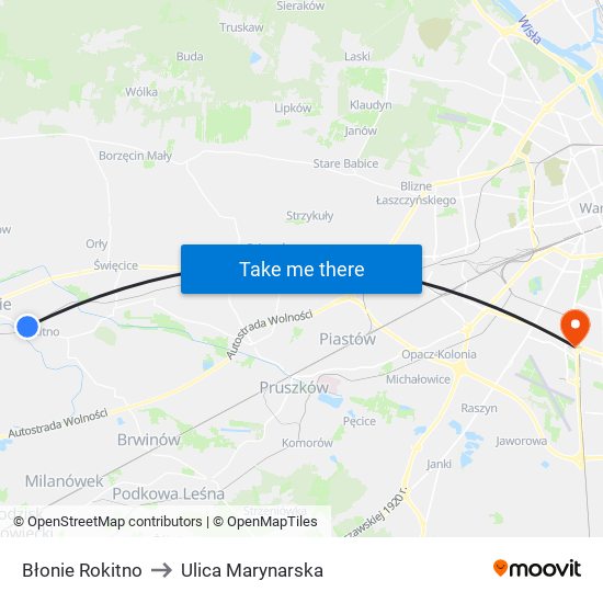 Błonie Rokitno to Ulica Marynarska map