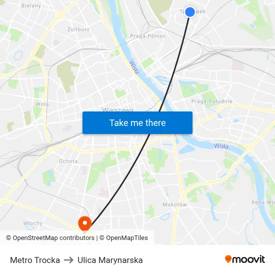 Metro Trocka to Ulica Marynarska map