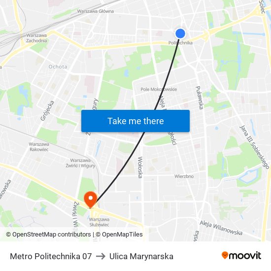 Metro Politechnika 07 to Ulica Marynarska map