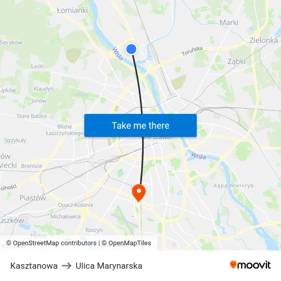 Kasztanowa to Ulica Marynarska map